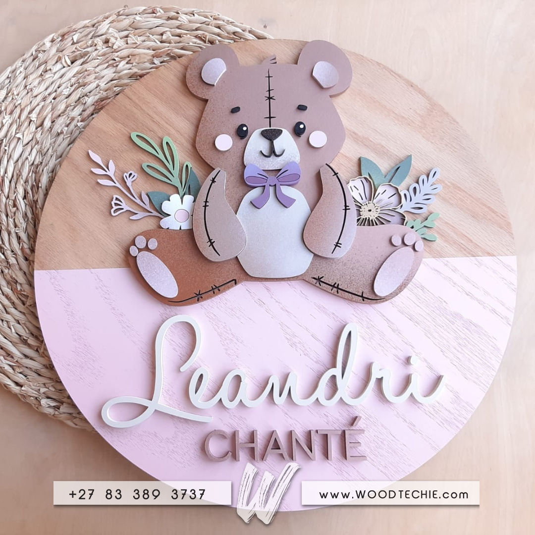Name Board - Teddy Bear Premium Girls 1 Name Board - Teddy Bear Premium Girls
